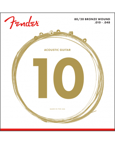 Fender Juego de cuerdas 80/20 Bronze Acoustic Strings, Ball End, 70XL .010-.048