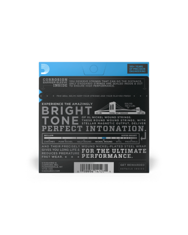 D'Addario EXL110. Entorchado de níquel, calibre regular fino, 10-46