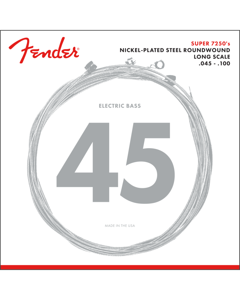Fender 7250ML Juego de cuerdas para bajo, Nickel Plated Steel, Long Scale, 045-.100