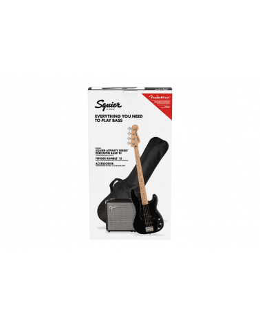 Squier Affinity Series Precision Bass PJ Pack, MN, Black, Gig Bag, Rumble 15