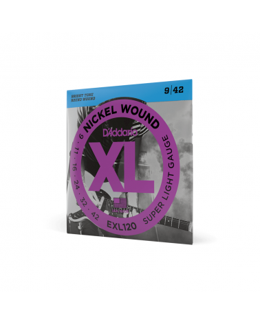 D'Addario EXL120. Entorchado de níquel, calibre superfino, 09-42