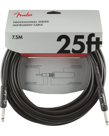 FENDER Professional Series Instrument Cable, Straight/Straight, 25', Black 7,5 m.