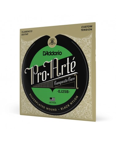 D'Addario EJ25B. Pro-Arté nailon negro compuesto, flamenco