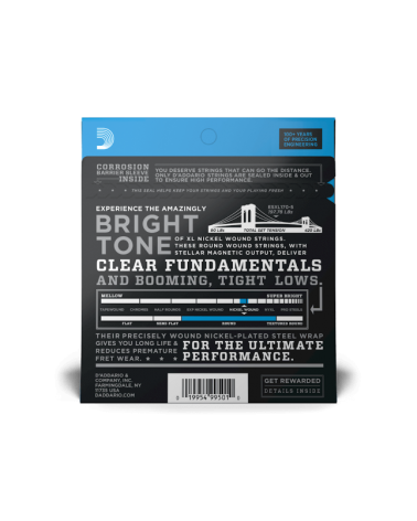 D'ADDARIO EXL170-5 Para bajo de 5 cuerdas de entorchado de níquel, calibre fino, 45-130, escala larga