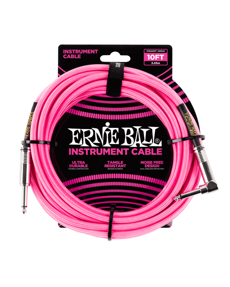 Ernie Ball 6078 Cable Rosa Neón Angulo 3m