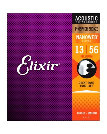 ELIXIR 16102  NANOWEB PHOSPHOR BRONZE MEDIUM 13-56