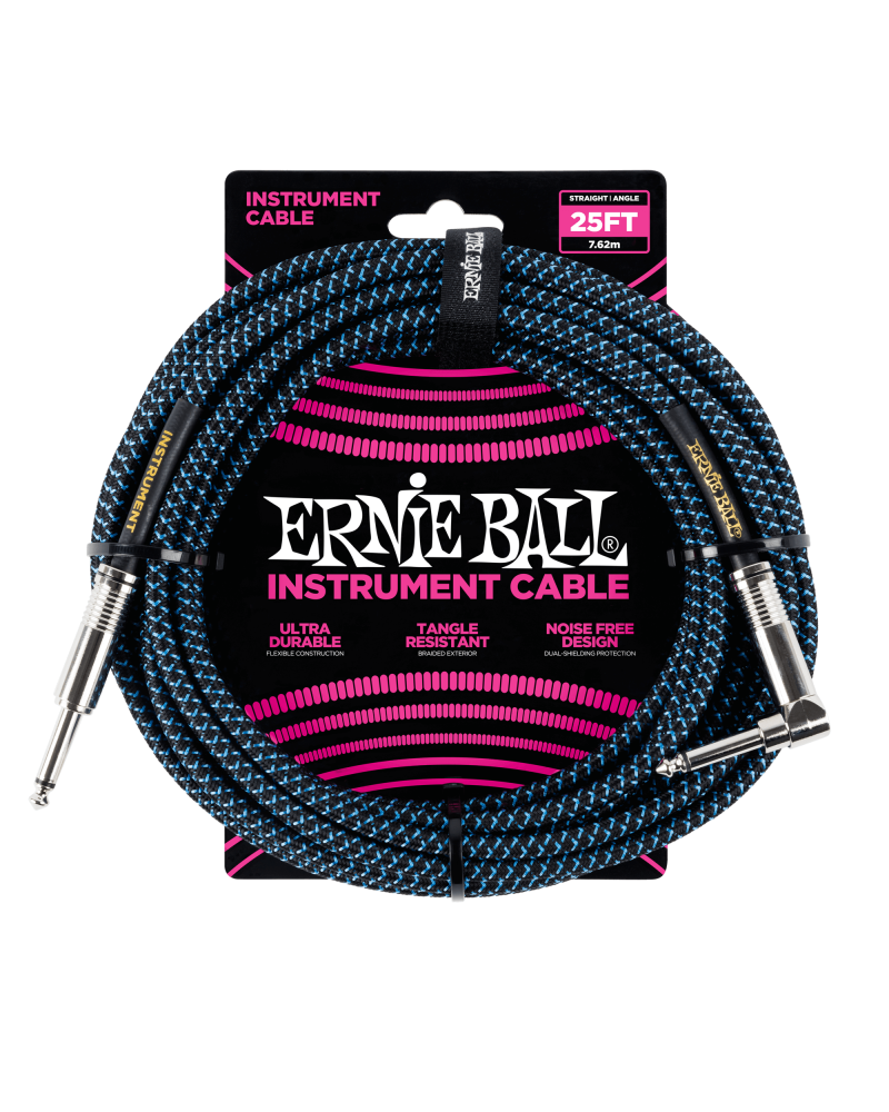 CABLE INSTRUMENTO ERNIE BALL TRENZADO JACK-JACK SA NEGRO/AZUL - 7,62M