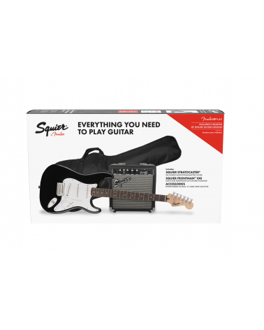 Squier Stratocaster Pack, Laurel Fingerboard, Black, Gig Bag, 10G