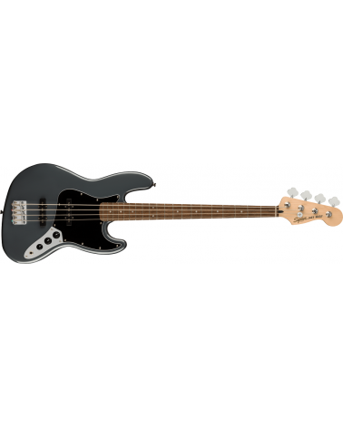 Squier Affinity Series Jazz Bass, Laurel Fingerboard, Black Pickguard, Charcoal Frost Metallic